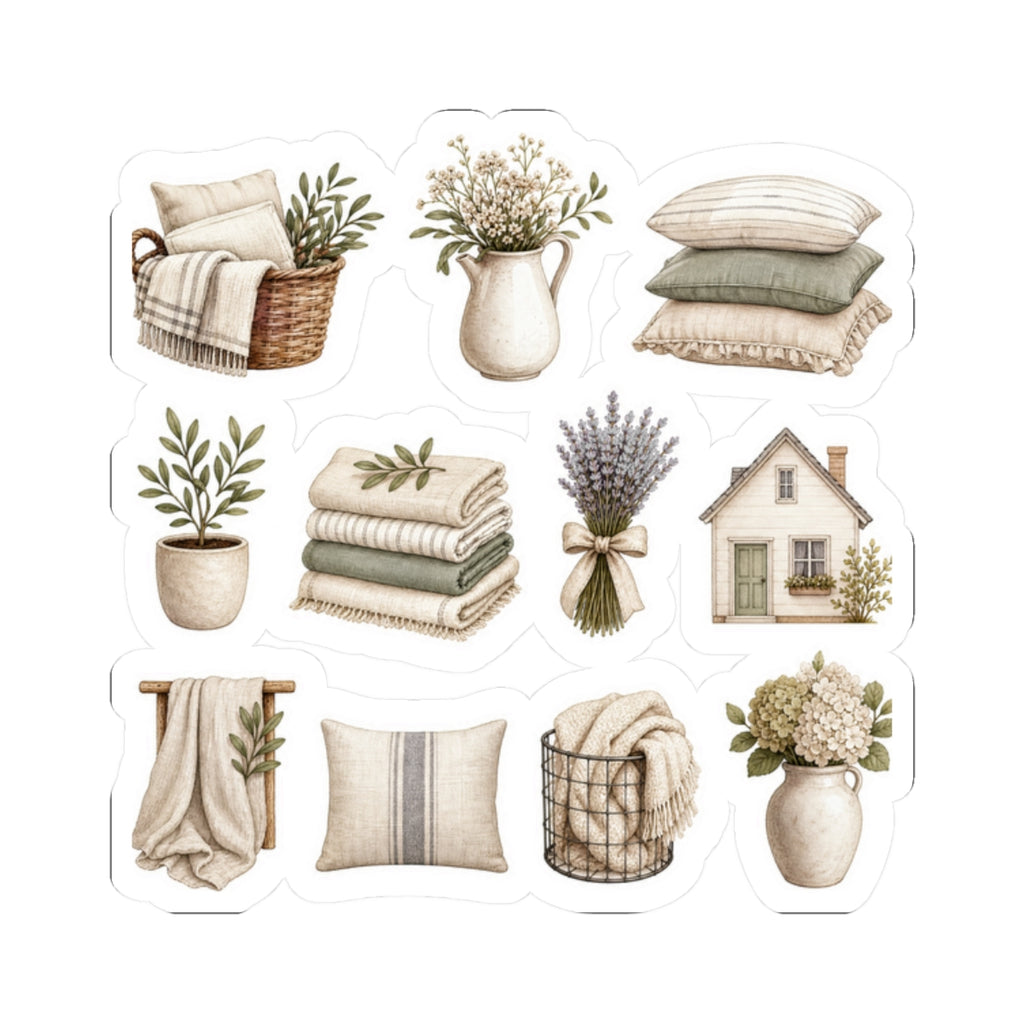 Washed-Linen Home Icon Set Sticker Sheet