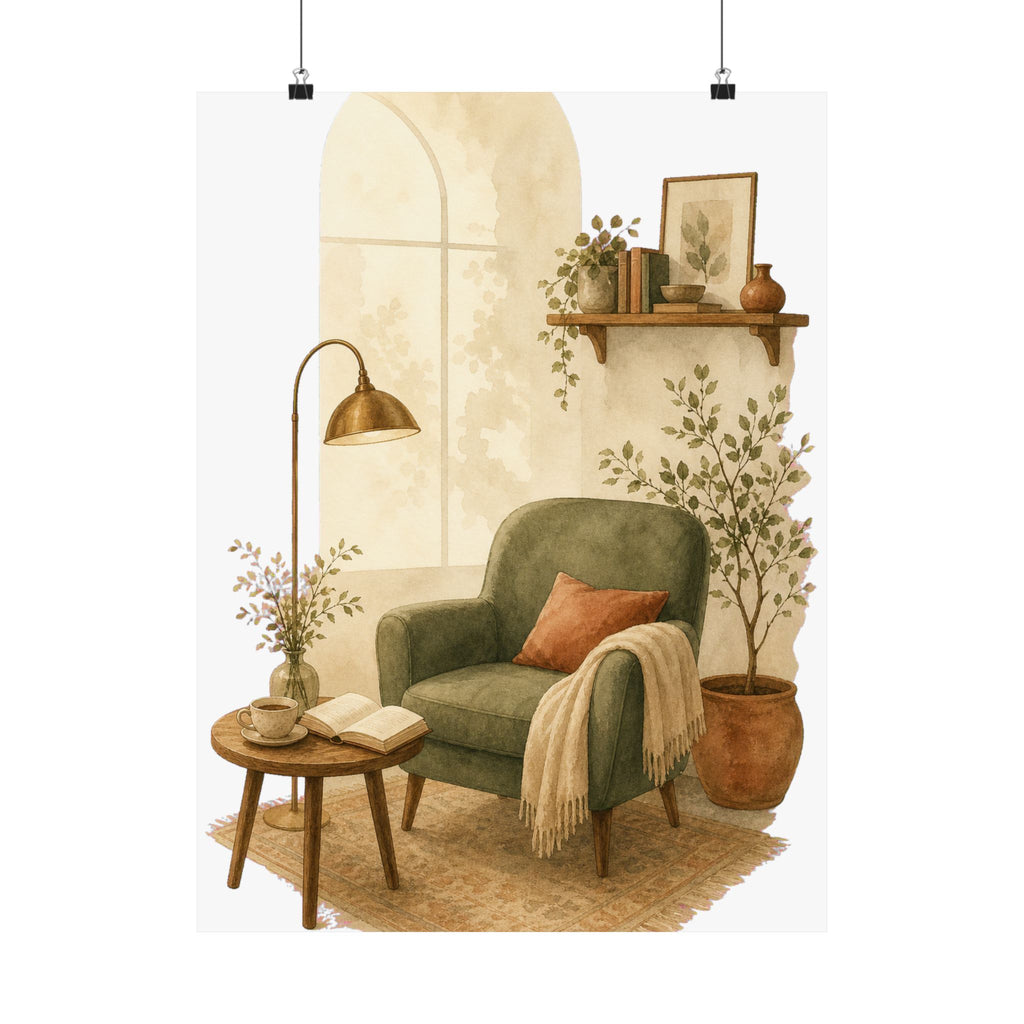 Minimal Reading Nook Art Print