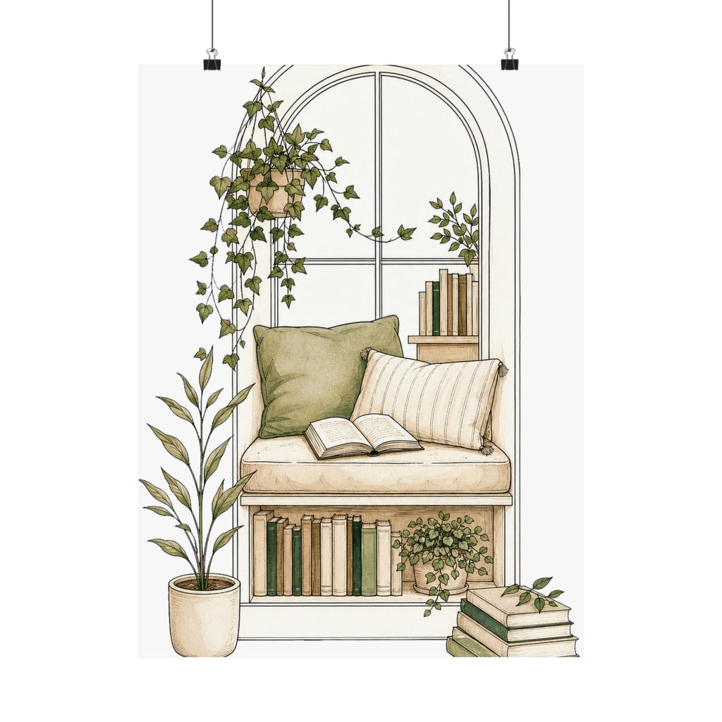 Reading Nook Line Art Poster