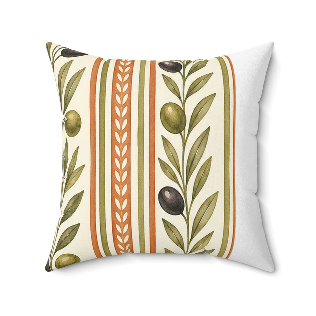 Olive/Clay Stripe Pattern Throw Pillow