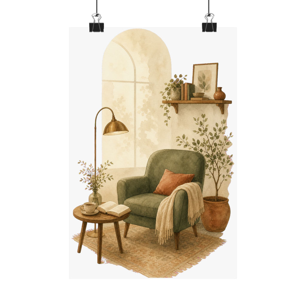 Minimal Reading Nook Art Print