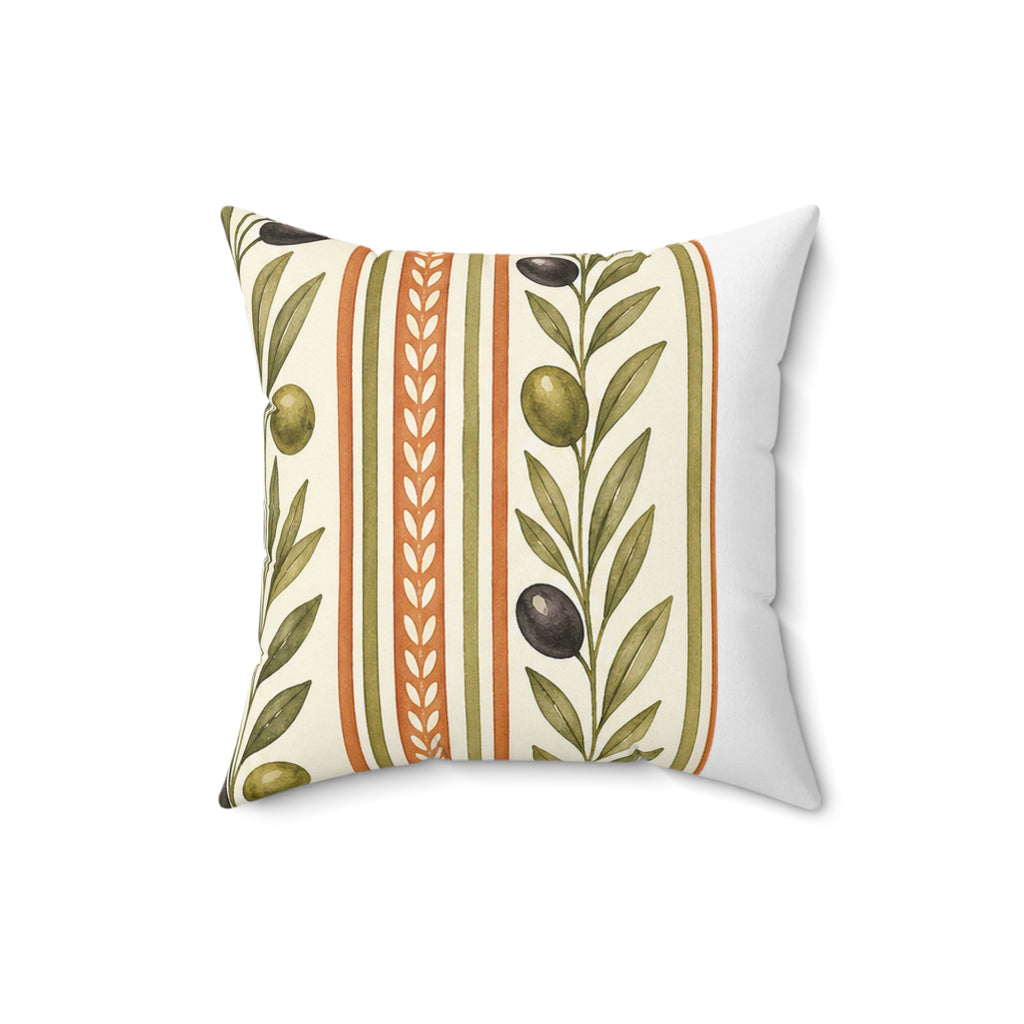 Olive/Clay Stripe Pattern Throw Pillow