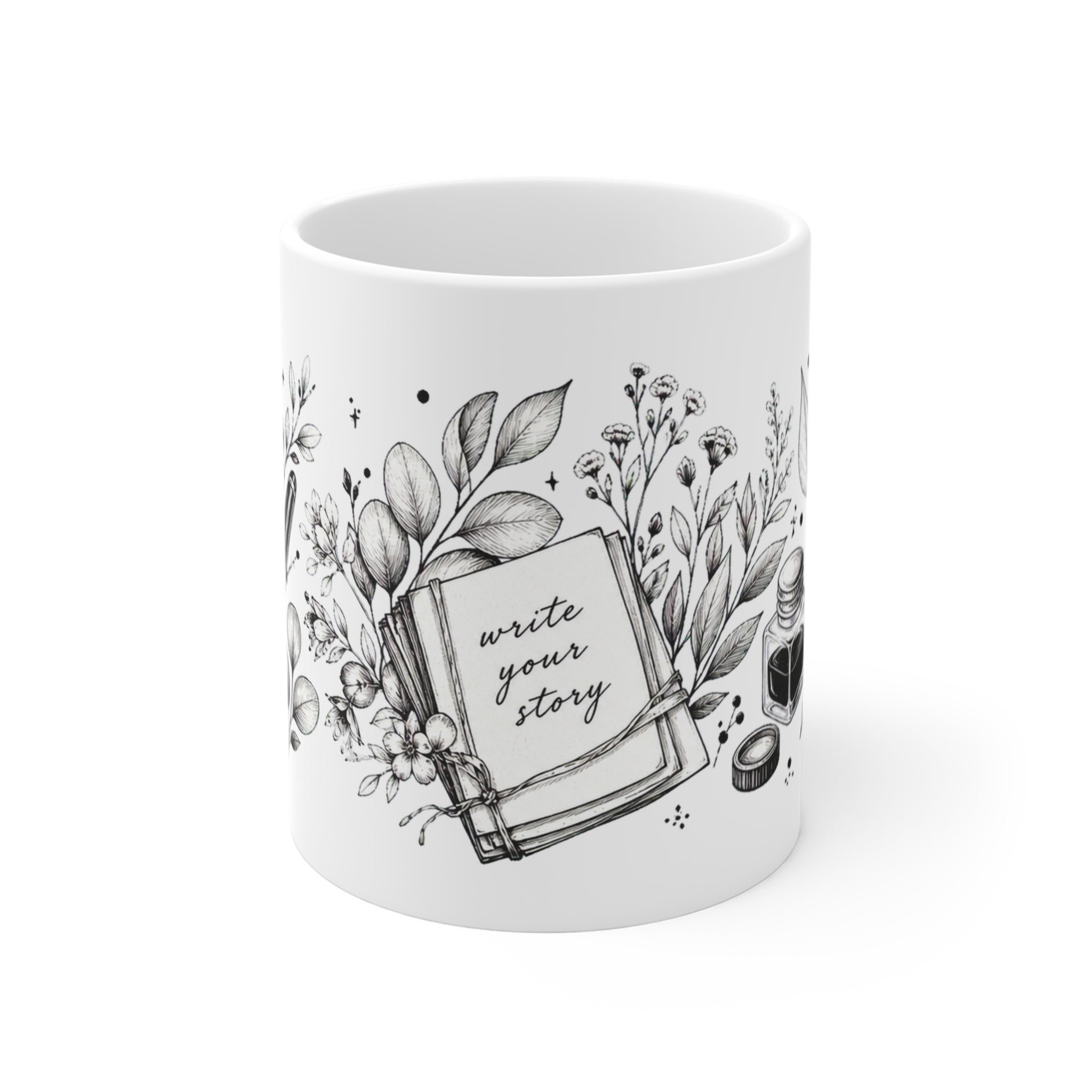 Black Ink Pen-Line Wrap Mug
