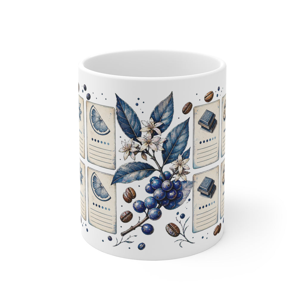 Patina-Blue Coffee Tasting Notes Grid Mug