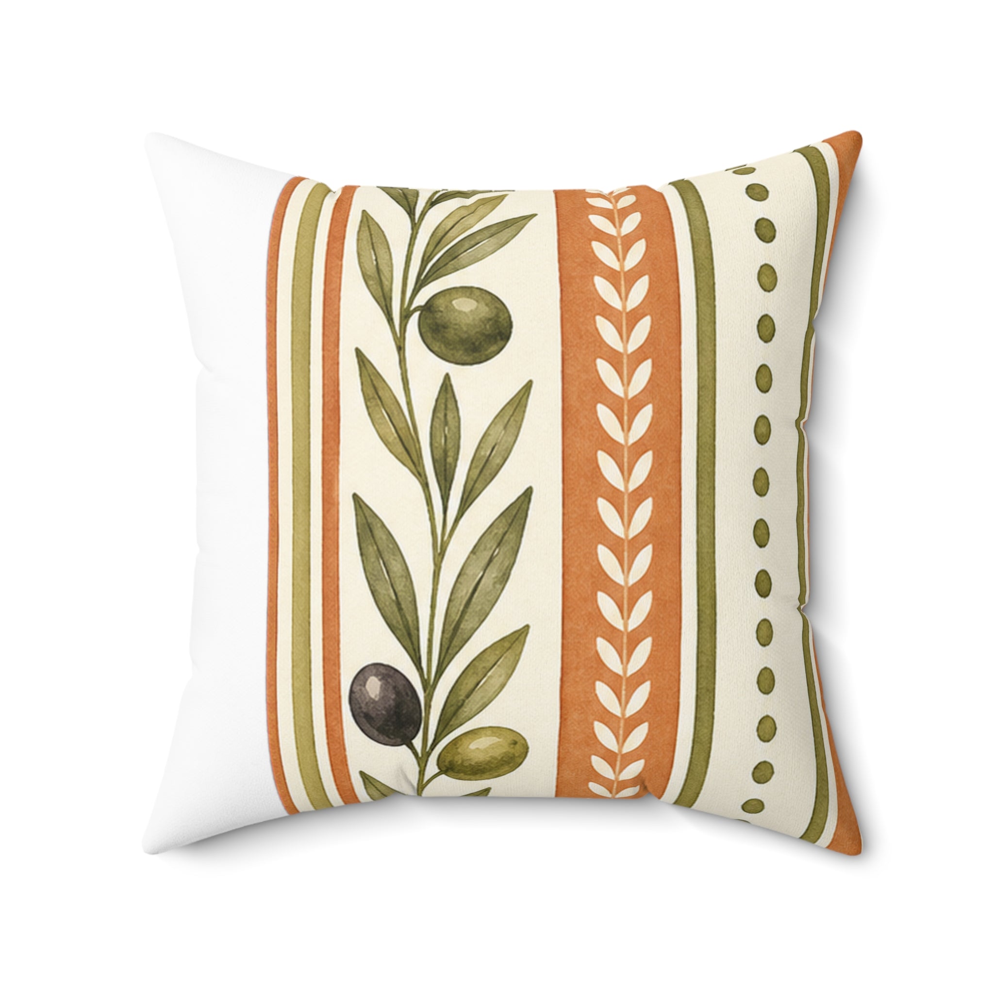 Olive/Clay Stripe Pattern Throw Pillow
