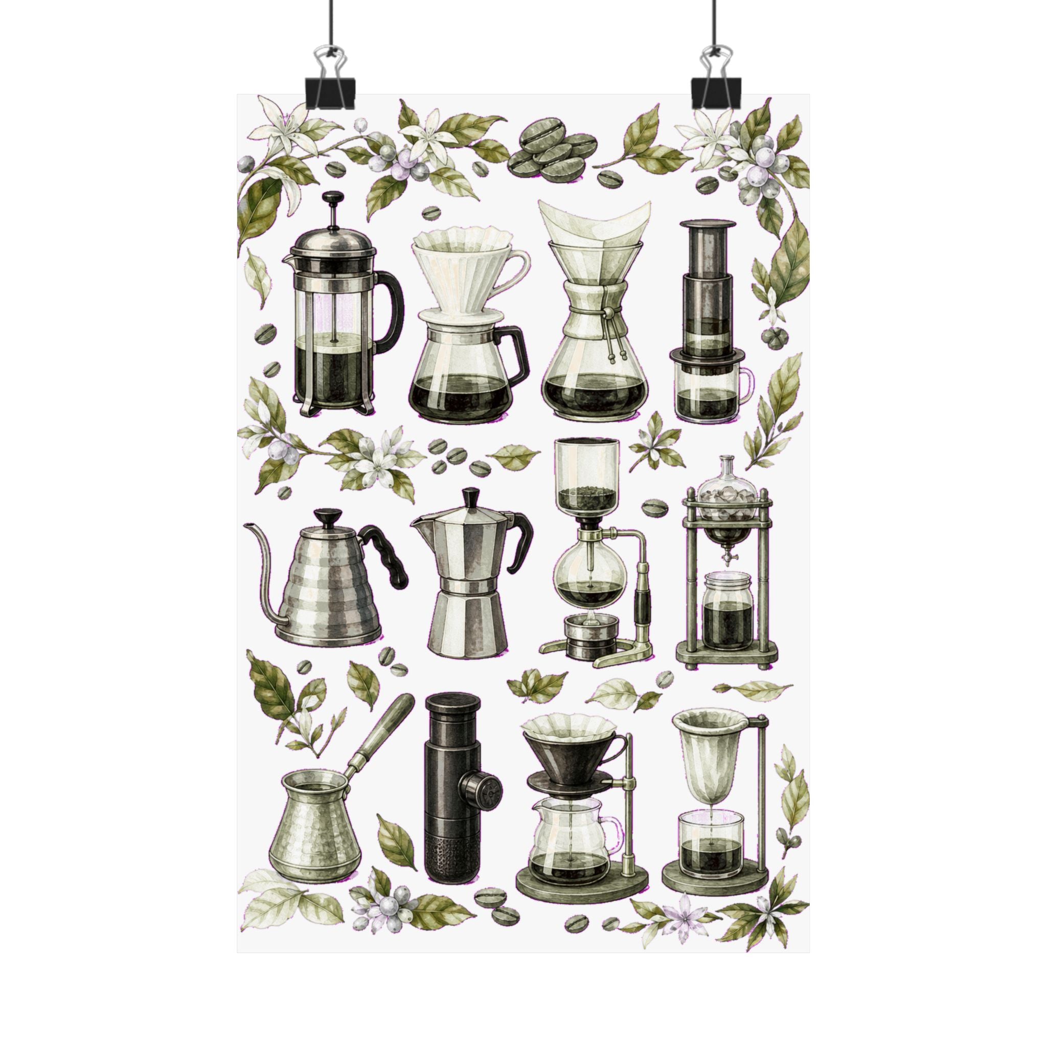 Coffee Brewing Methods Chart Poster