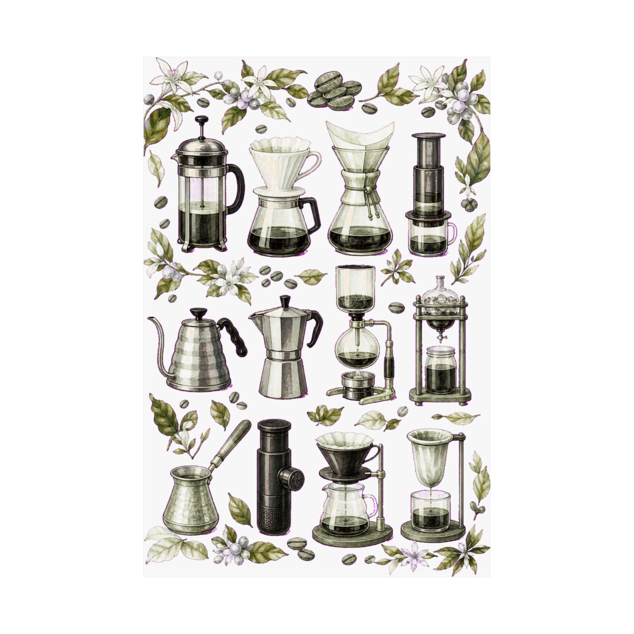 Coffee Brewing Methods Chart Poster