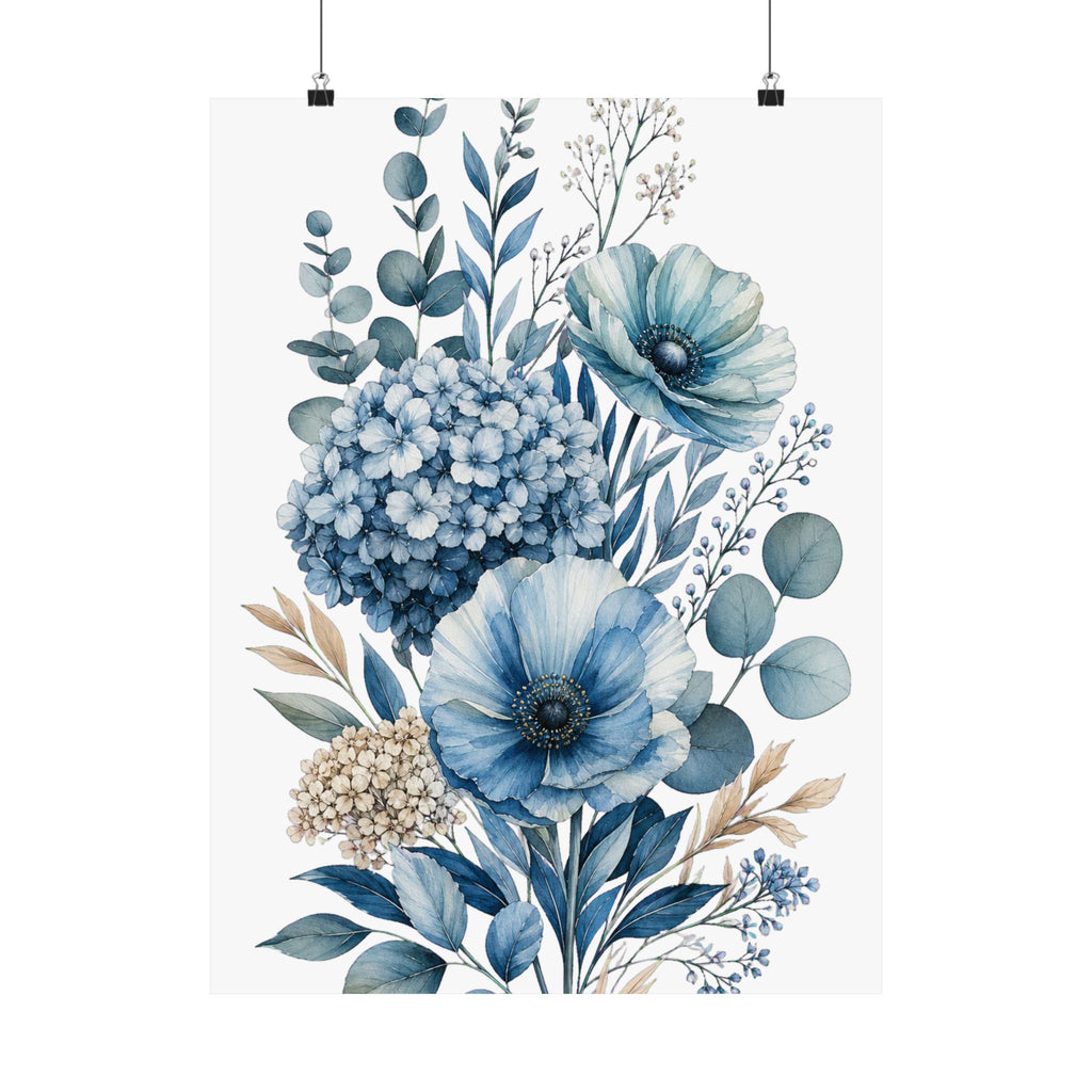 Patina Blue Botanical Wall Print Poster