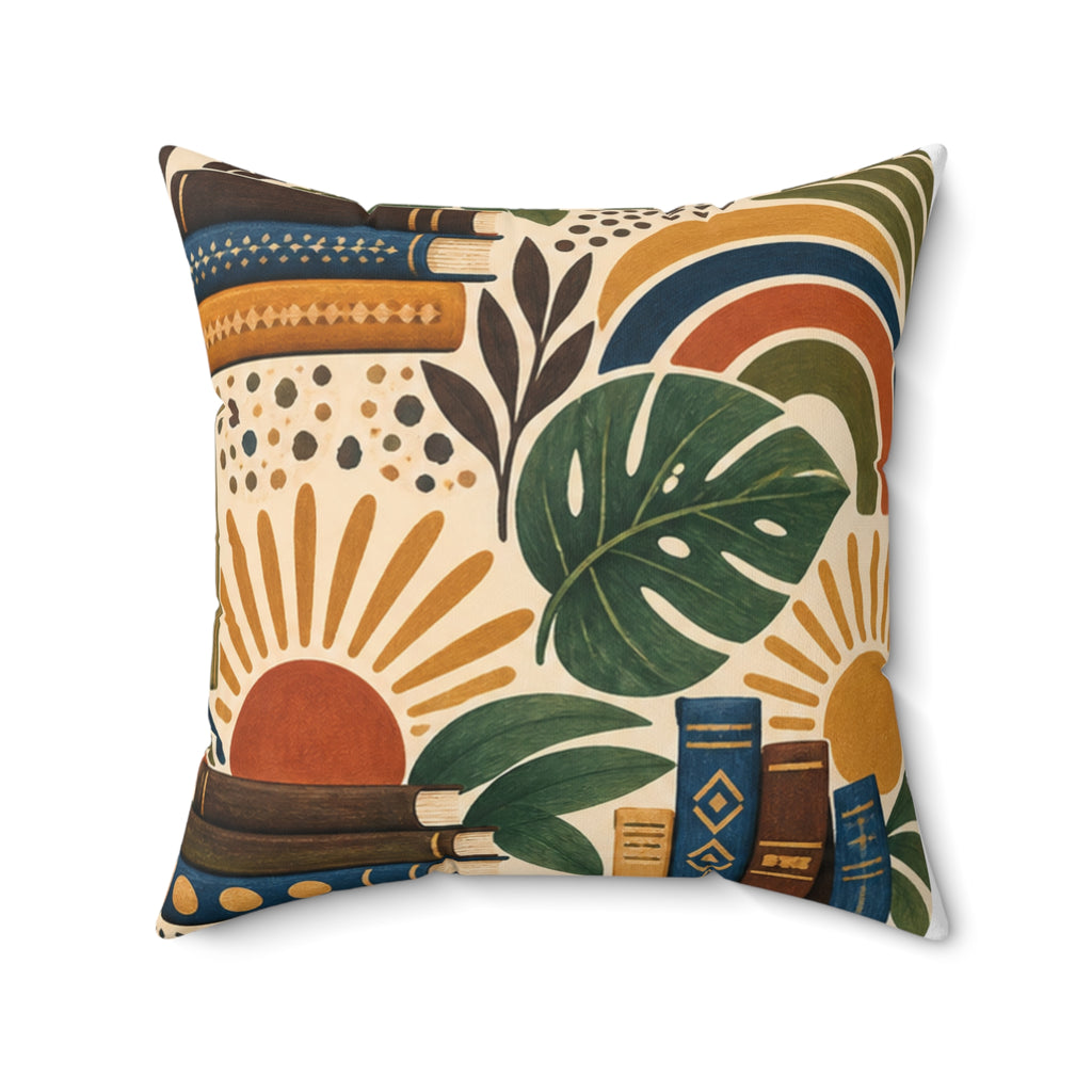 Afrohemian Reading Nook Throw Pillow