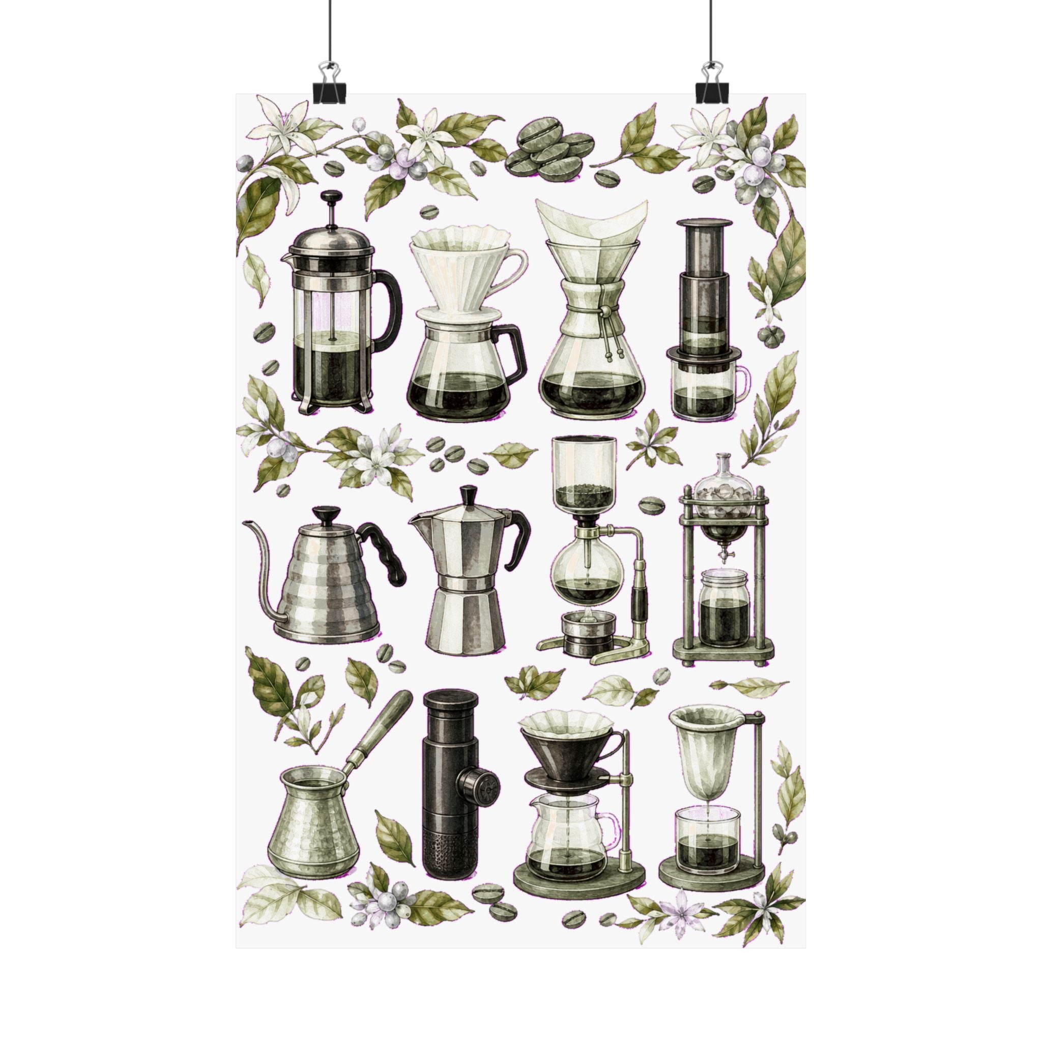 Coffee Brewing Methods Chart Poster