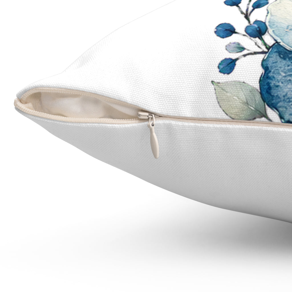 Patina Blue Botanical Corner Pattern Throw Pillow