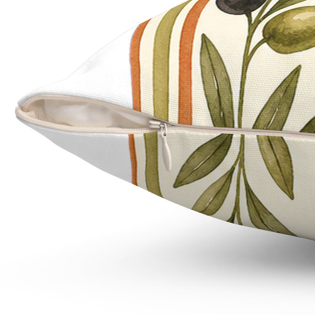 Olive/Clay Stripe Pattern Throw Pillow