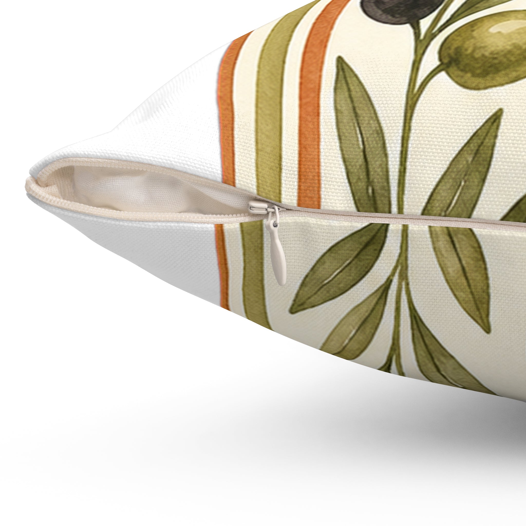 Olive/Clay Stripe Pattern Throw Pillow