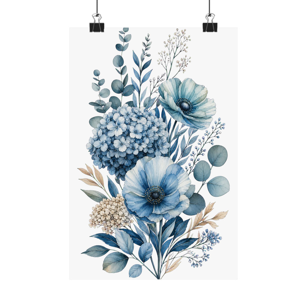 Patina Blue Botanical Wall Print Poster