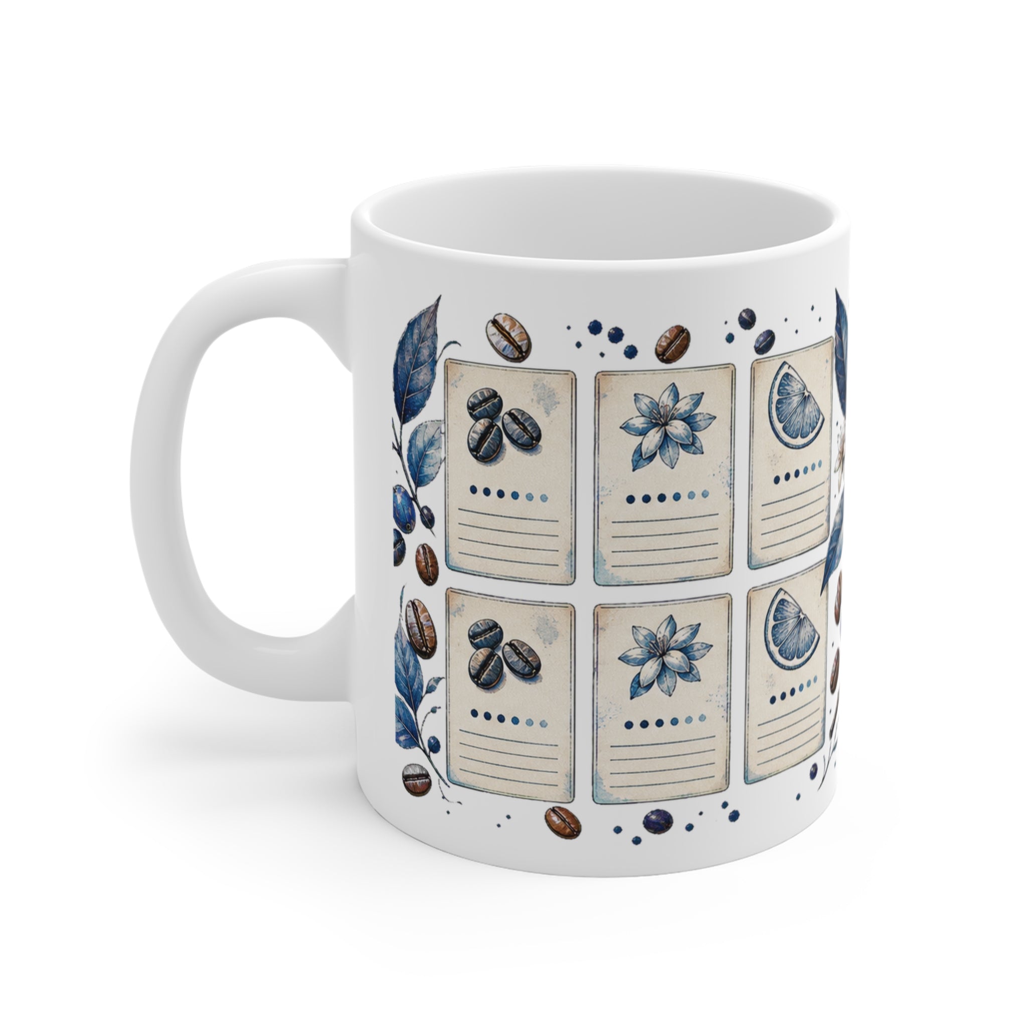 Patina-Blue Coffee Tasting Notes Grid Mug