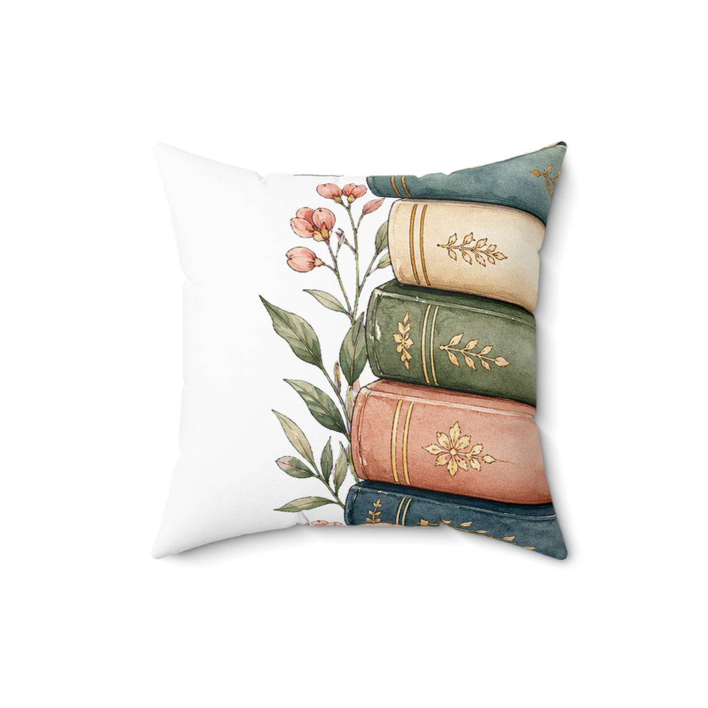 Soft Book Stack Motif Throw Pillow